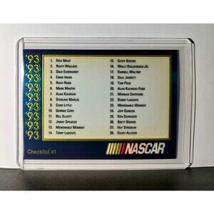 Checklist #1 Checklist 1993 Maxx Premier Plus Racing #209 NASCAR Card
